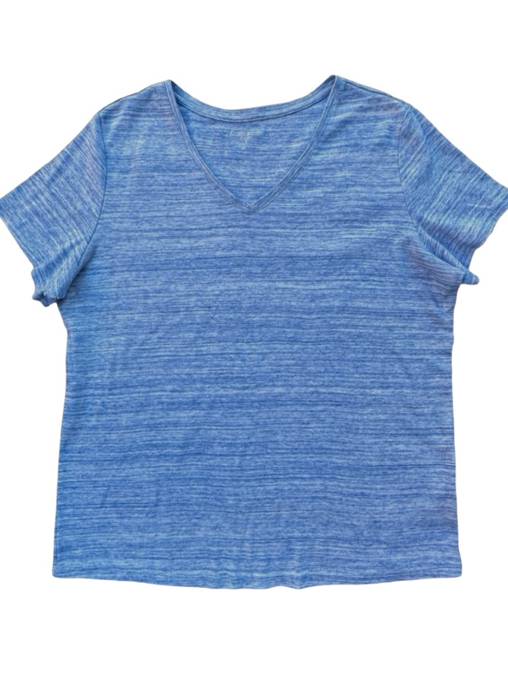 Laura Scott Blue Striped Short Sleeve Cotton Blend T-shirt Blouse Top Size L